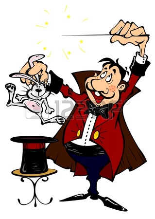 319x450 In Black And Pink Background Big Hat Magician, From Which Protrude