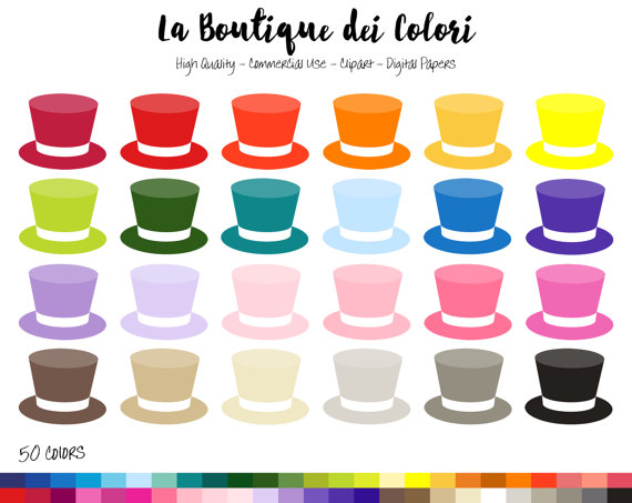 570x453 50 Rainbow Party Top Hat Clip Art, Digital Illustrations Png