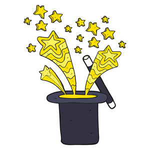 300x300 Freehand Drawn Black And White Cartoon Magician's Top Hat Royalty