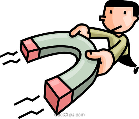 480x410 Man With A Magnet Royalty Free Vector Clip Art Illustration