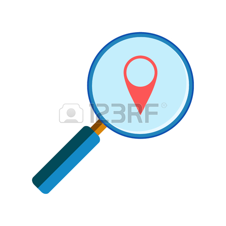 450x450 Blue Magnifying Glass With Red House Sign On White Background