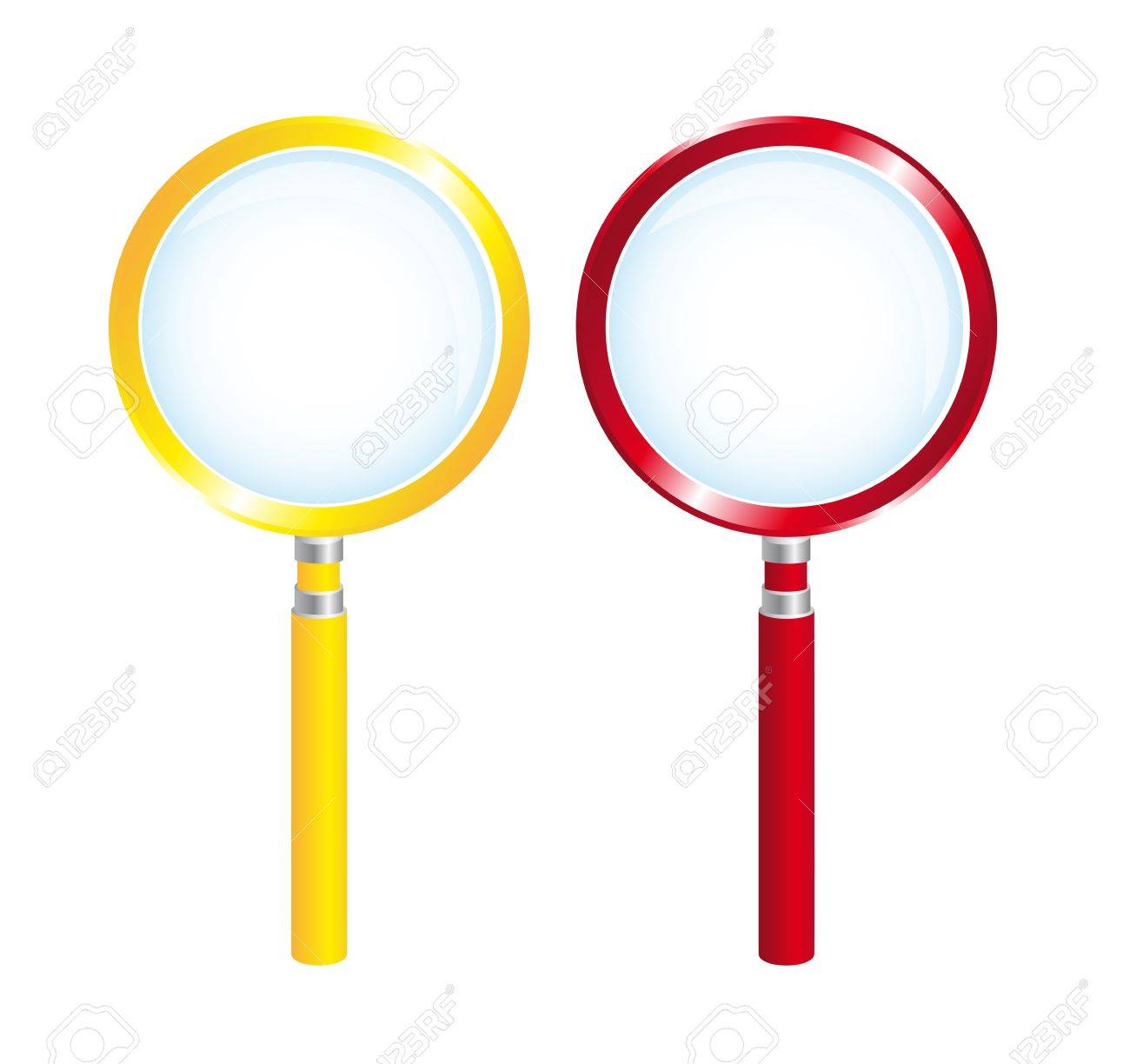 1300x1224 Yellow Adn Red Magnifying Glass Isolated Over White Background