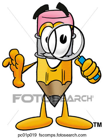 359x470 Clip Art Of Pencil With Magnifying Glass Pc01p019
