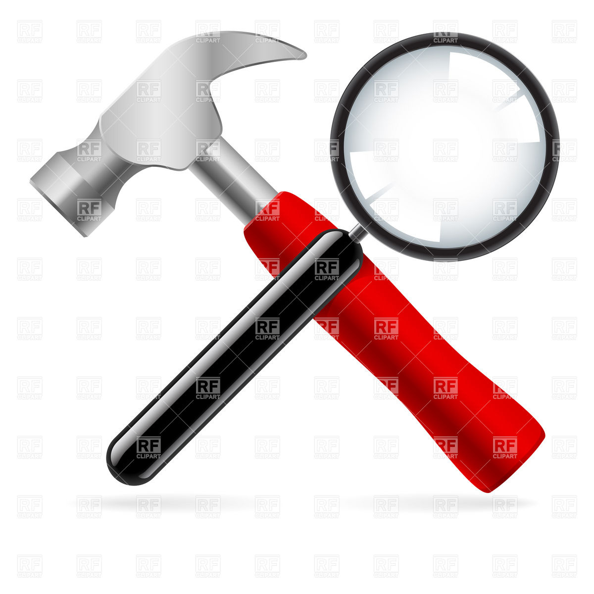 1200x1200 Hammer And Magnifying Glass Royalty Free Vector Clip Art Image