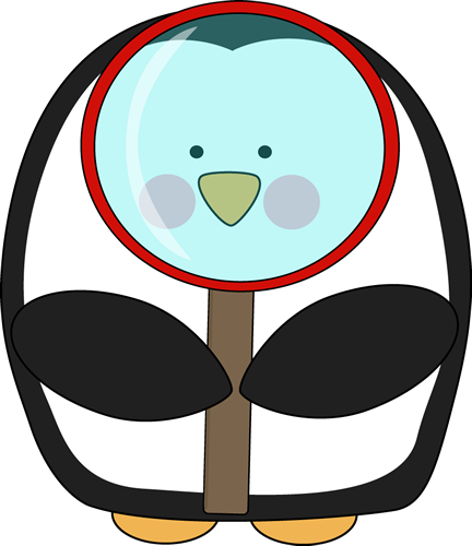 432x500 Penguin With A Magnifying Glass Clip Art