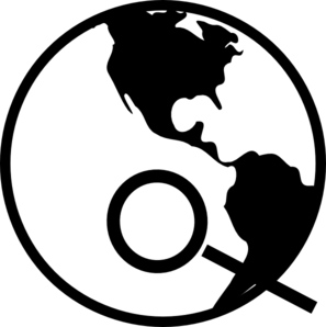 297x298 Simple Black And White Earth With Magnifying Glass Clip Art