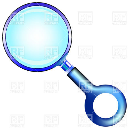 453x453 Blue Magnifying Glass With Round Handle Royalty Free Vector Clip