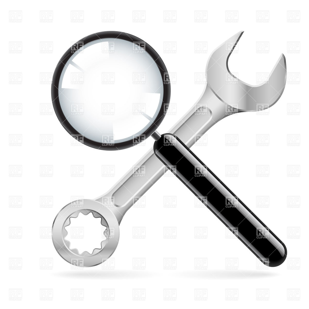 1200x1200 Magnifying Glass And Wrench Royalty Free Vector Clip Art Image