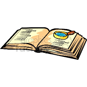 300x300 Royalty Free Open Book With A Magnifying Glass On It 153499 Vector