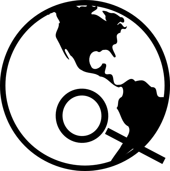 594x596 Simple Black And White Earth With Magnifying Glass Clip Art