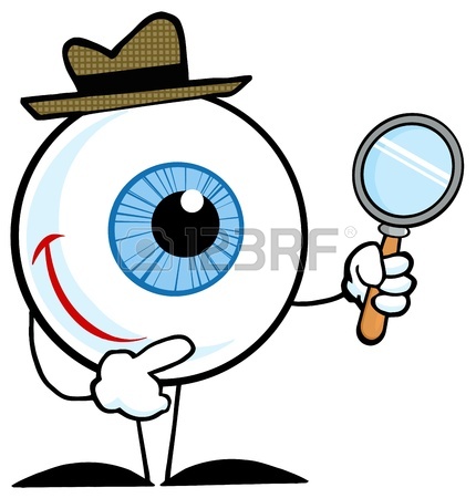 430x450 Smiling Detective Eyeball Holding A Magnifying Glass Royalty Free