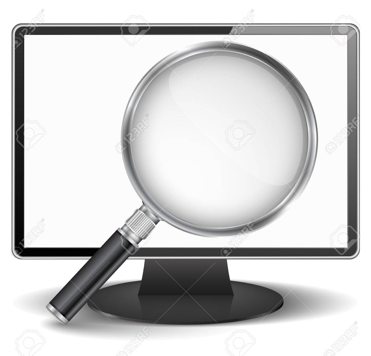 1300x1248 Computer Monitor With Transparent Magnifying Glass Royalty Free
