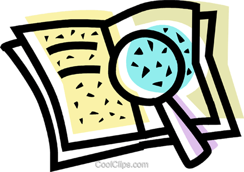 480x338 Book And A Magnifying Glass Royalty Free Vector Clip Art