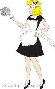 184x300 Clip Art Picture Of A Retro French Maid With A Feather Duster