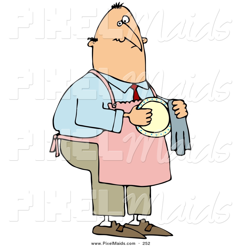 1024x1044 Clipart Of Caucasian House Husband Wearingnpronnd Drying