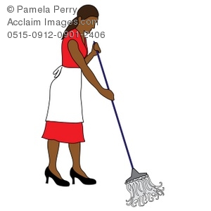 300x300 Art Illustration Of An Ethnic Maid Mopping A Floor Stock Photography