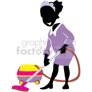 300x300 Royalty Free Maid Using A Vacuum Cleaner 162187 Vector Clip Art