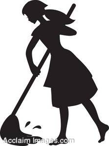 223x300 Silhouette Clipart Image Of A Young Maid Mopping