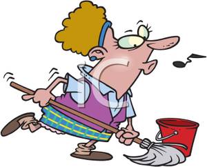 300x242 Art Image A Whistling Maid Mopping The Floor