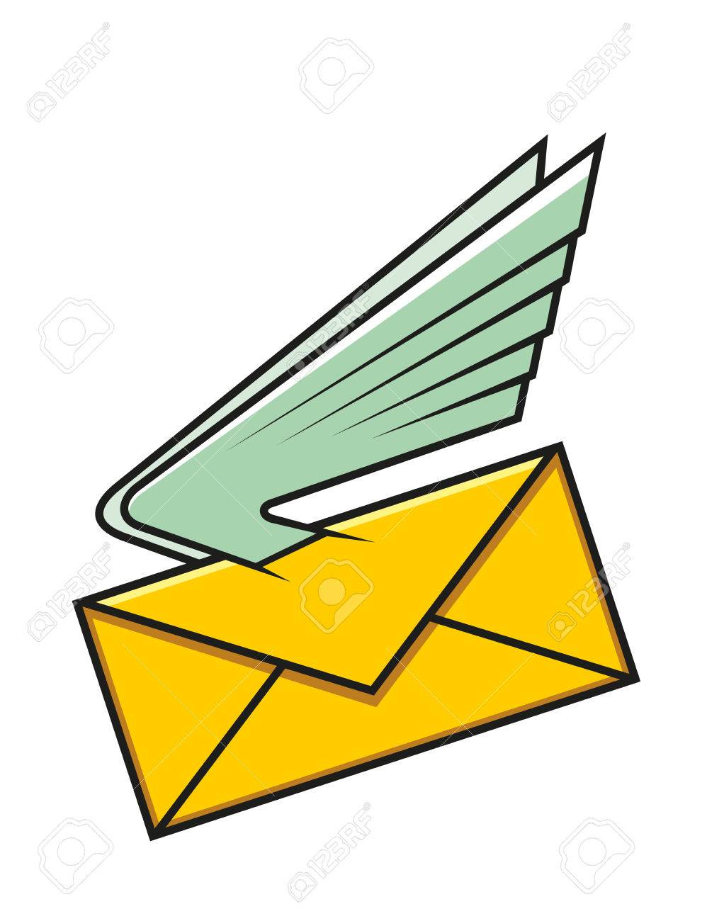 998x1300 Yellow Envelope With Wings, Symbol Of Communication, Electronic