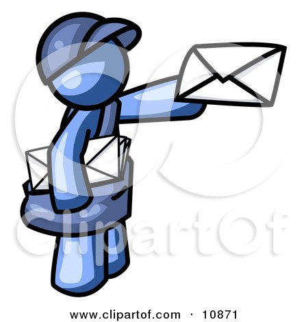 450x470 Blue Mail Man Delivering A Letter Clipart Illustration By Leo