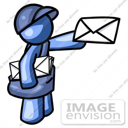 450x450 Cliprt Graphic Of Blue Guy Character Mailman Delivering