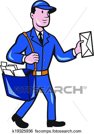 330x470 Clip Art Of Mailman Postman Delivery Worker Isolated Cartoon