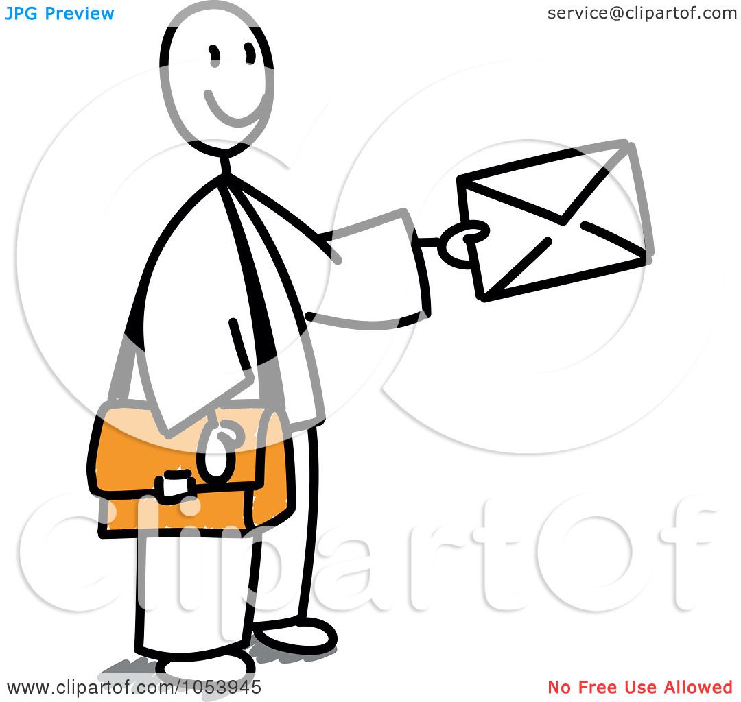 1080x1024 Royalty Free Vector Clip Art Illustration Of A Stick Mail Man