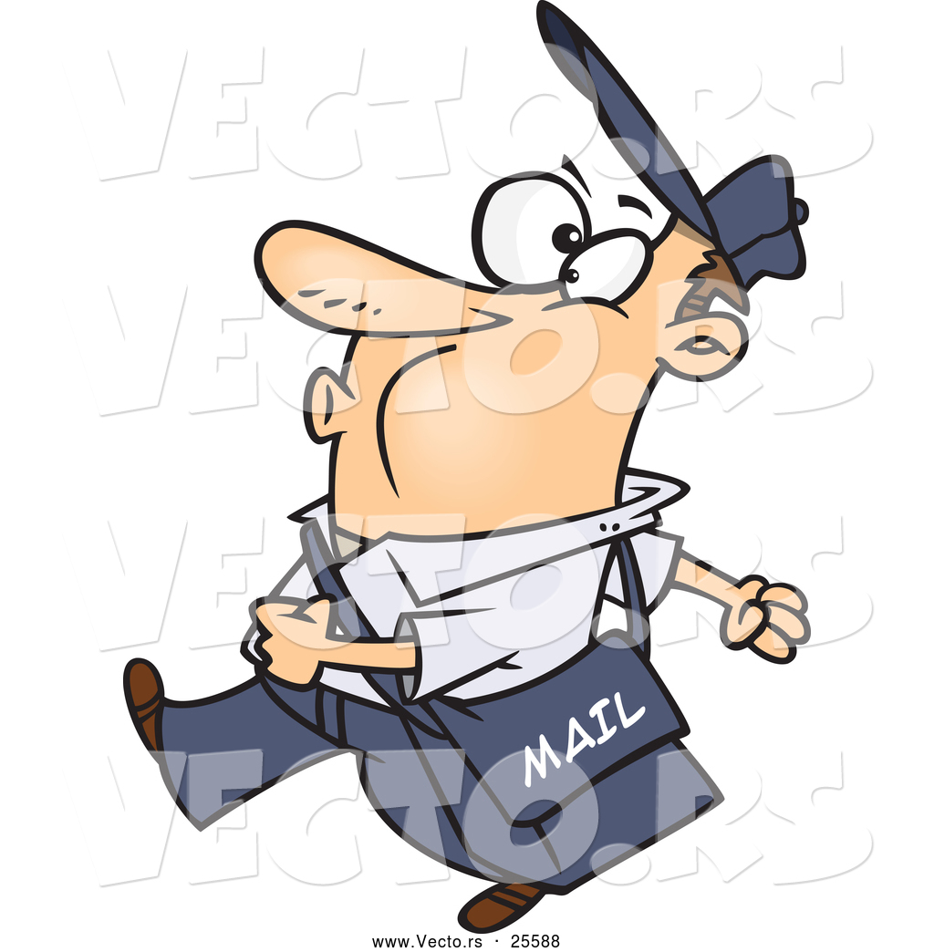 1024x1044 Vector Of A Happy Cartoon Mail Man Whistling And Walking While
