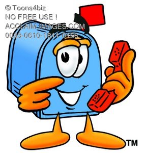 285x300 Illustration Of A Mail Box Cartoon Character Holding A Phone