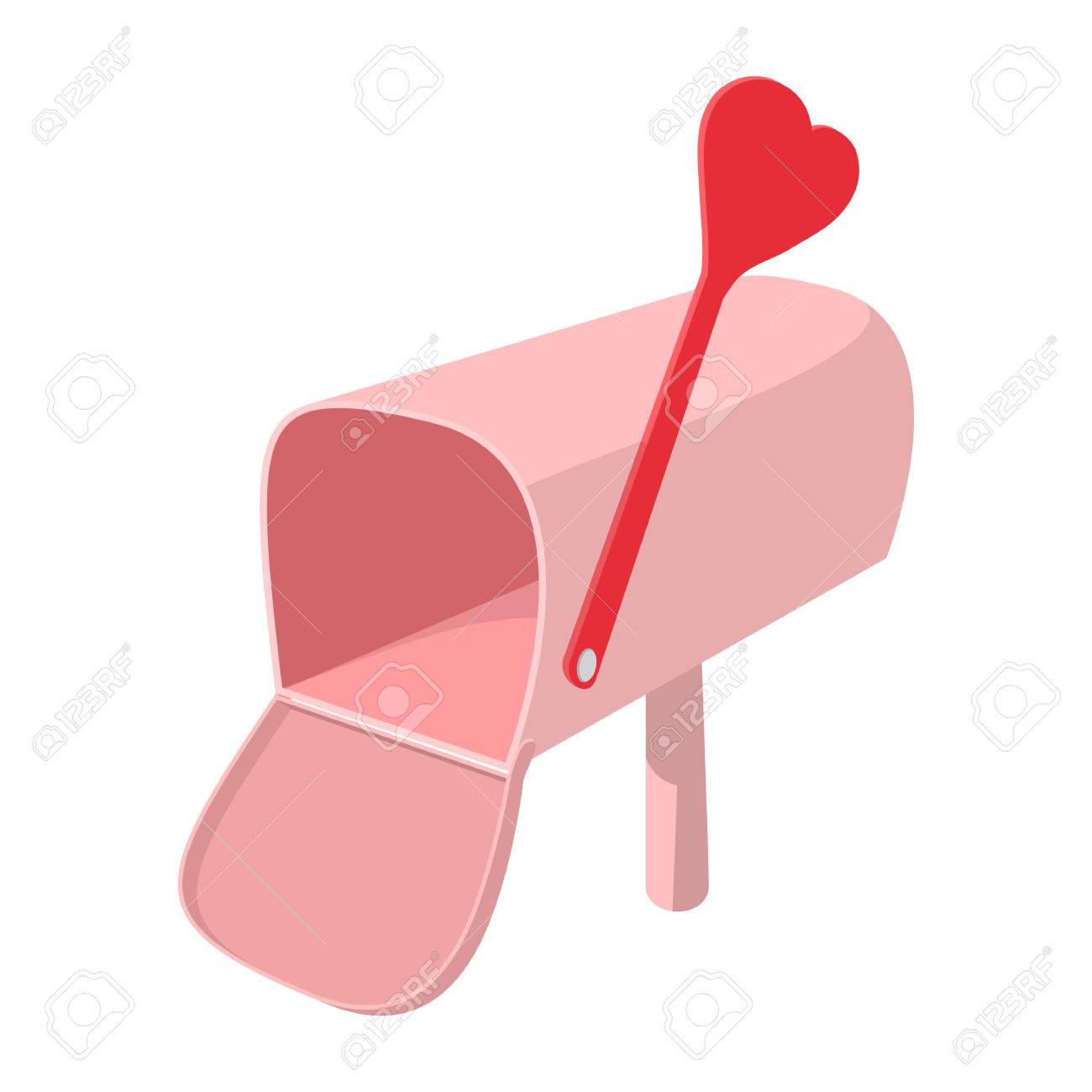 1300x1300 Pink Mailbox With Cupid Arrow Cartoon Icon On A White Background