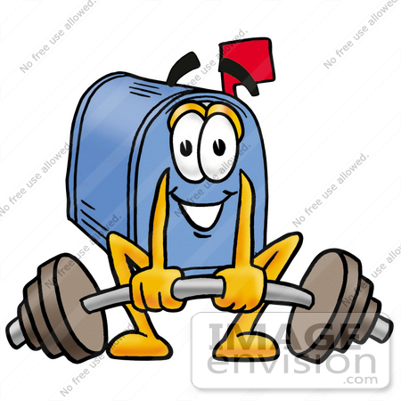 450x450 Clip Art Graphic Of A Blue Snail Mailbox Cartoon Character Lifting