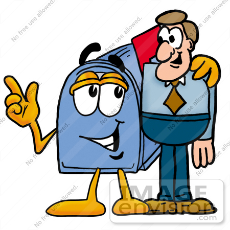 450x450 Clip Art Graphic Of A Blue Snail Mailbox Cartoon Character Talking