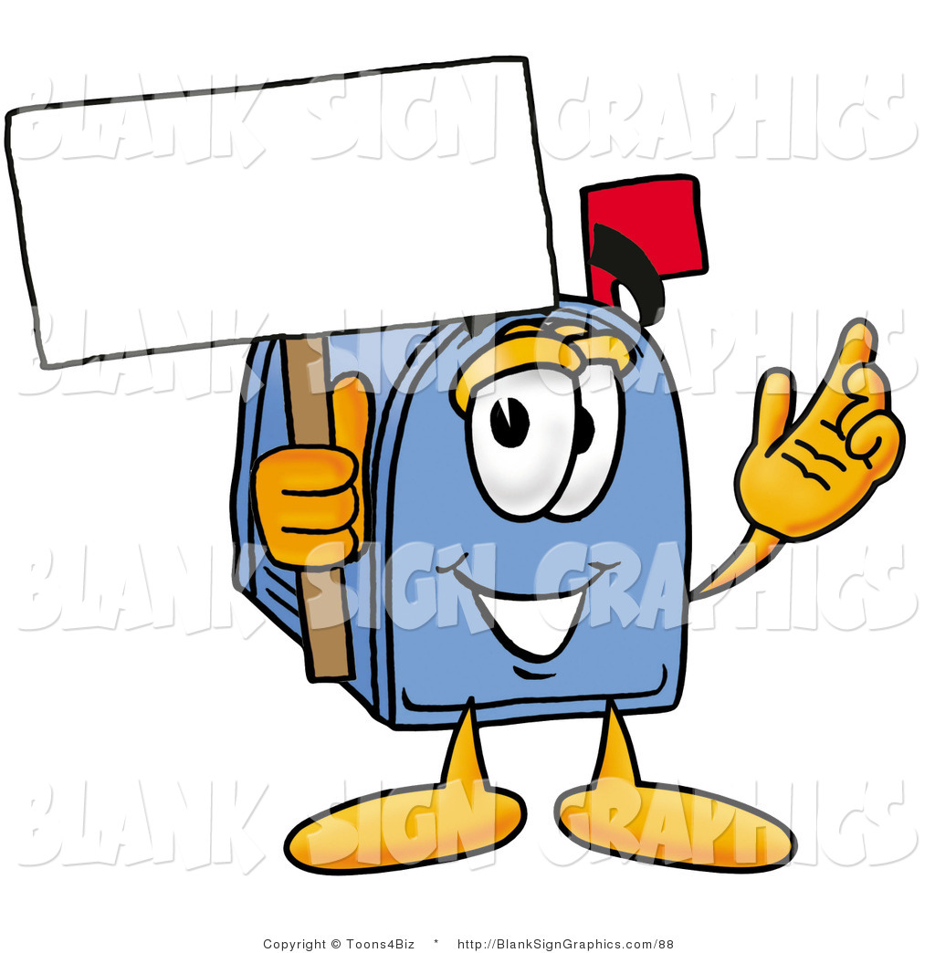 1024x1044 Illustration Of A Happy Mailbox Holding A Blank Sign And Waving By