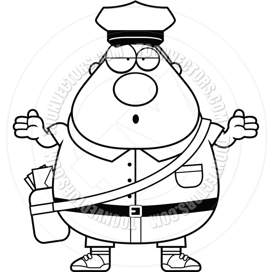 940x940 Confused Mailman (Black And White Line Art) By Cory Thoman Toon