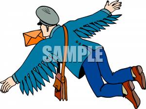 300x224 Free Clipart Image An Angel Mailman Delivering Letters