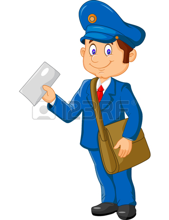 346x450 Postman Or Mailman Walking On Duty, Vector Illustration Isolated