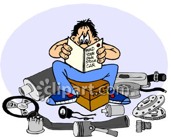 350x280 Clipart Picture Of A Man Trying To Build His Own Stock Race Car