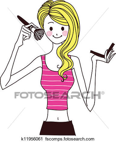 384x470 Clipart Of Close Up Of Woman Doing Makeup K11956061