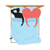 170x170 Clip Art Of Gays In Bed. Lovers In Bed Top View. Two Blue People