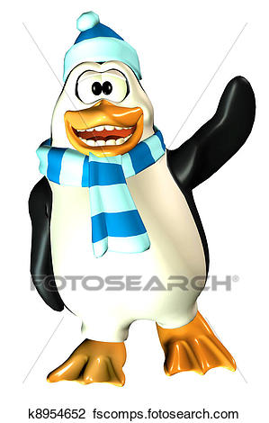 299x470 Clip Art Of Male Penguin Waving K8954652
