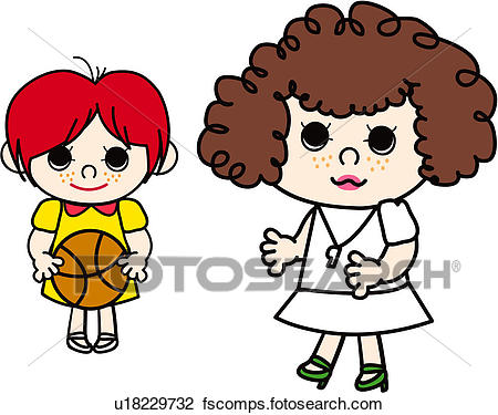 450x375 Clipart Of Basketball, Girl, Teacher, Gymnastics, School, Child