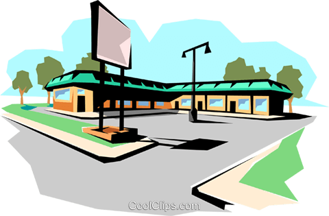 480x315 Strip Mall Royalty Free Vector Clip Art Illustration Arch0042
