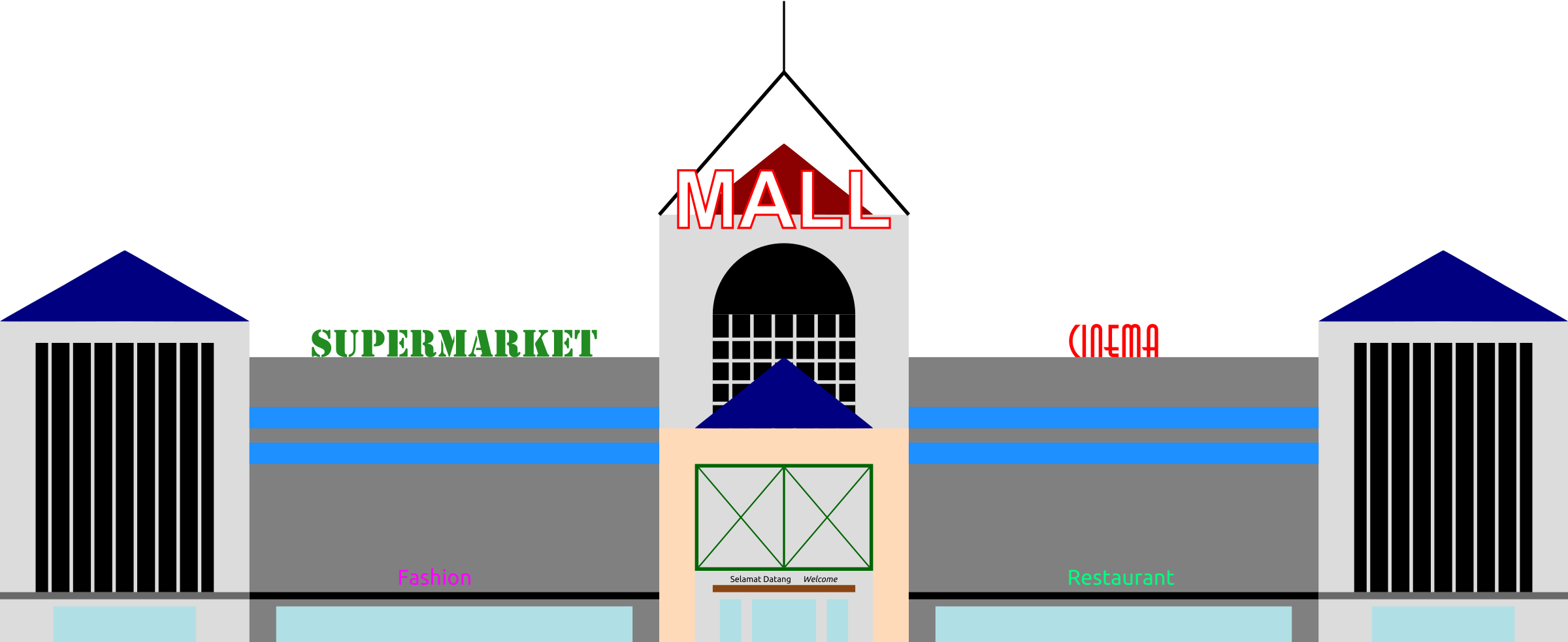 2400x983 Building Clipart Mall