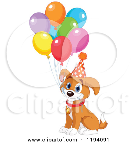450x470 Cartoon Of A Cute Birthday Beagle Puppy Dog With Party Balloons