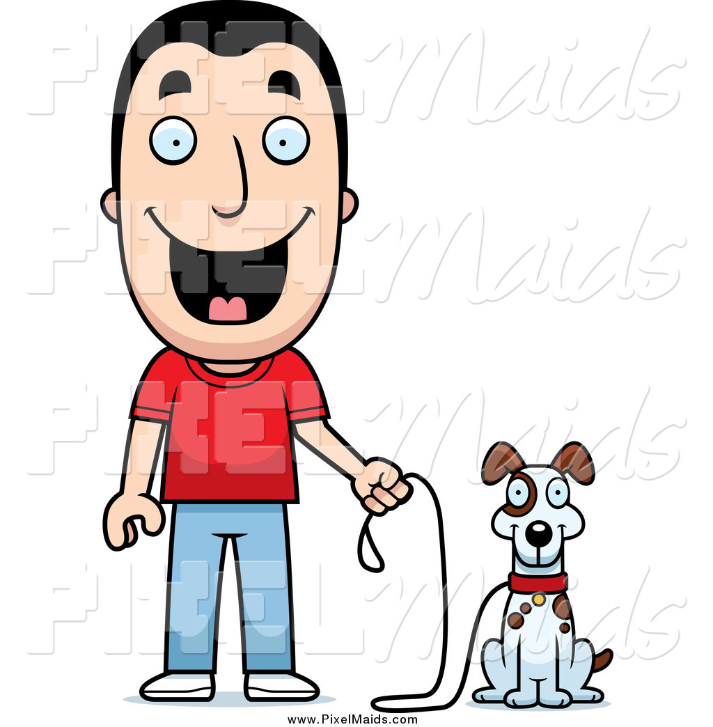 1024x1044 Clipart Of A Happy Caucasian Man Ready To Walk His Dog By Cory