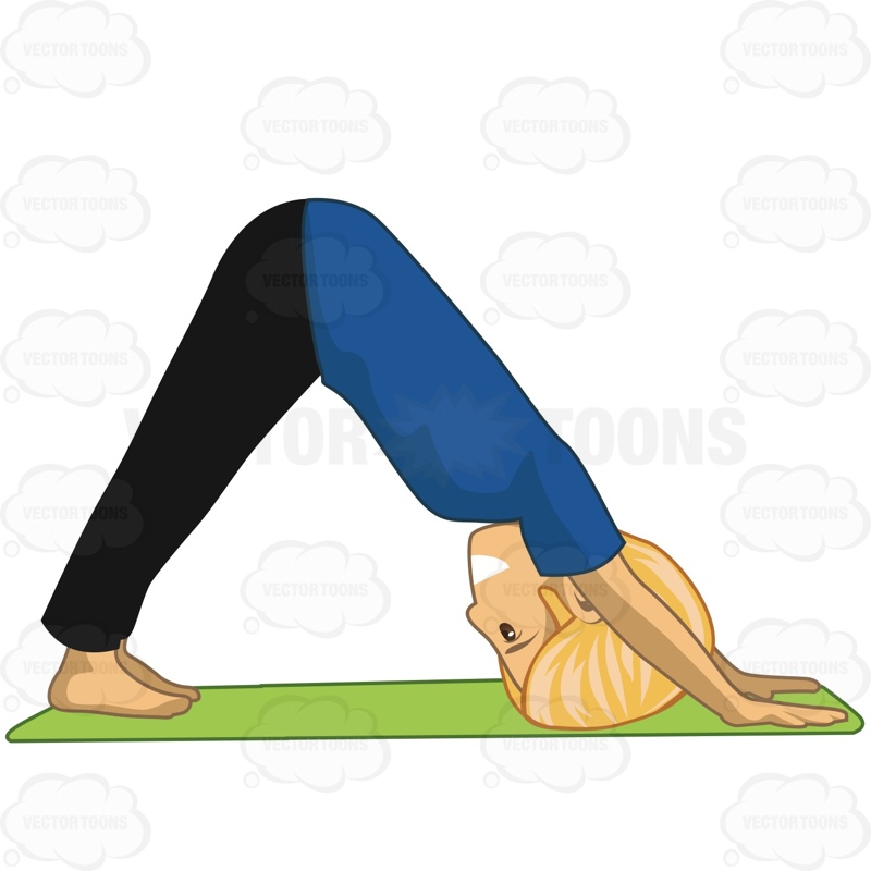 800x800 Man Doing Downward Dog Pose Cartoon Clipart