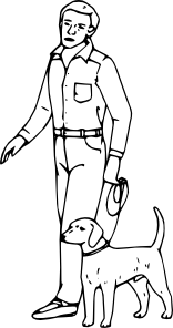 156x296 Man With Dog Clip Art