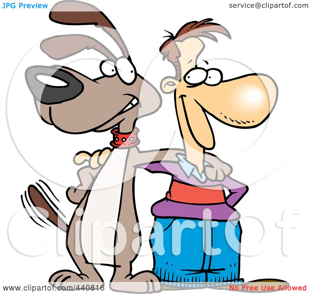 1080x1024 Royalty Free (Rf) Clip Art Illustration Of A Cartoon Man And Dog