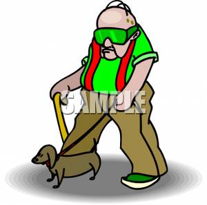 300x298 Blind Man Walking His Dog Clip Art Image